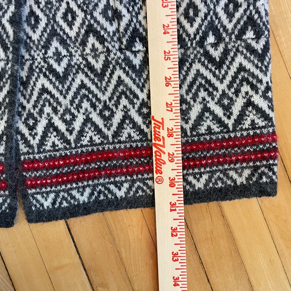 ASPEN Fair Isle Nordic Scandi Duster Sweater Cardigan Shawl Collar Pockets - Picture 11 of 11